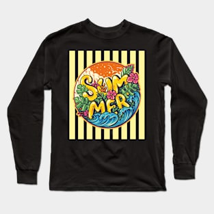 Tropical Summer - Yellow Stripes on - Long Sleeve T-Shirt